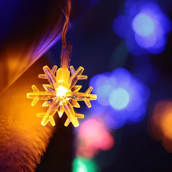 

LED Garland Holiday Snowflakes String Fairy Lights Battery Powered Hanging Ornaments Christmas Tree Party Home Decor