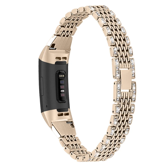 Нержавеющая сталь сменный Браслет кольцо с кристаллами для FitbitCharge 3 NC99