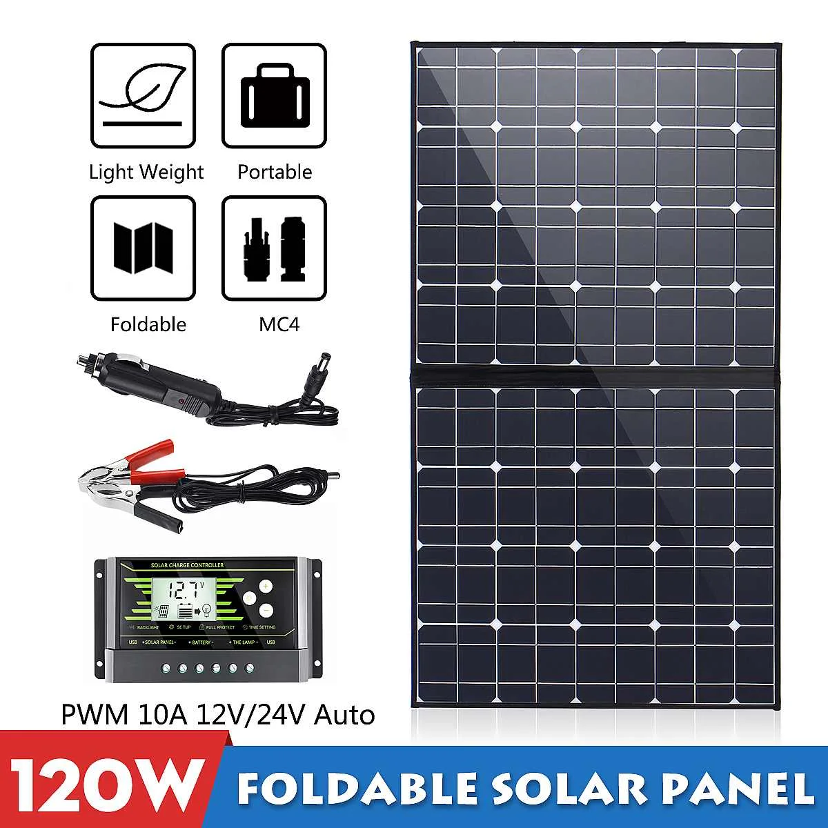 

New Design LEORY 120W 18V Foldable Solar Cells Flexible Mono 5V USB 12V DC MC4 12V For Camping Boat Car Battery Solar Panel Kits