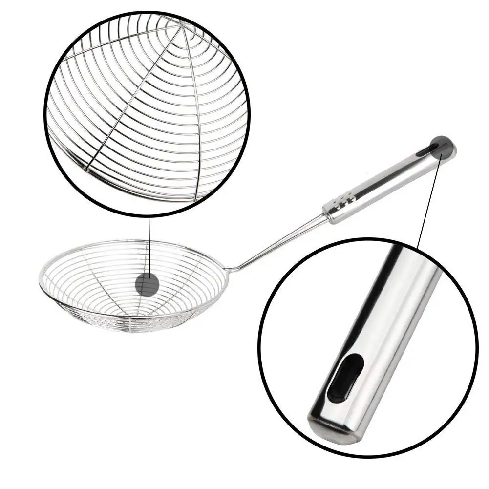 Stainless Steel Colander Mesh Ladle Colander Fried Net Sieve Spoon