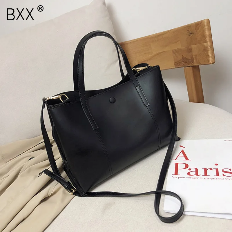 

[BXX] PU Leather Crossbody Bags For Women 2020 Fashion Shoulder Messenger Bag Female Handbags Simple Large Capacity Bag HK317