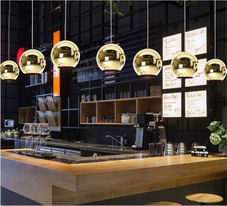 Современная люстра медный посеребренный зеркальный стеклянный шариковая Подвесная лампа гостиная кухня лофтовые светильники подвесной светильник