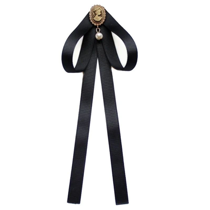 F3MD 모조 진주 리본 브로치 핀 나비 넥타이 빈티지 사전 묶인 칼라 쥬얼리 나비 매듭 셔츠 넥타이 클립, 여성 소녀용