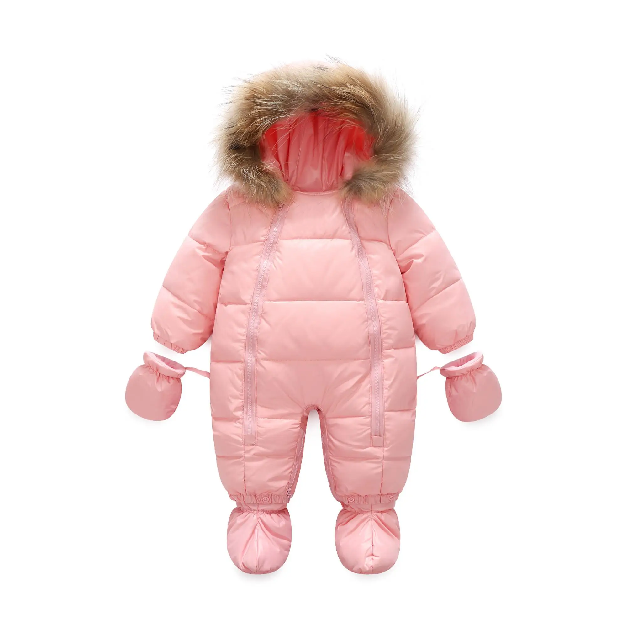 Зимний Детский пуховик; детские комбинезоны для малышей; теплая утепленная одежда - Цвет: pink