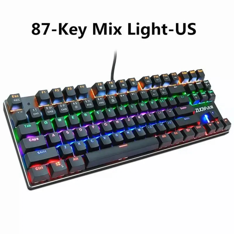 1 Mix Blue Axis US Проводная Механическая клавиатура, мышь, комбинированный USB светодиодный, с подсветкой, эргономичная полноразмерная клавиатура 104 клавиш для геймеров - Цвет: 1 Mix Blue Axis US