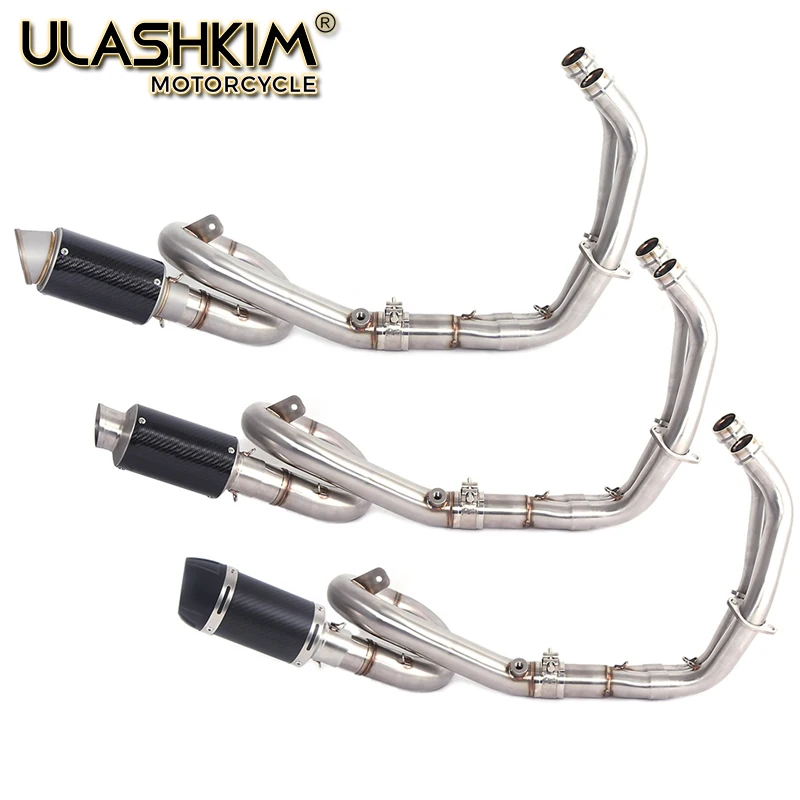 E-Mark для Yamaha FZ-07 MT-07 FZ07 MT07- XSR700- мотоцикл Выхлопная передняя Труба глушитель полная система слипоны