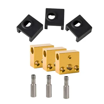 

3D Printer Silicone Socks/Aluminum Heater Block/Stainless Steel Throat for MK7 MK8 Extruder Kits (3 Packs)