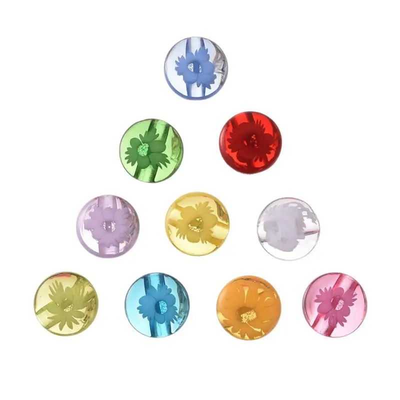 

200Pcs 13mm Flower Round Resin Buttons Multicolor Flower Sewing Scrapbooking DIY Accessories Decorative Clothing Buttons
