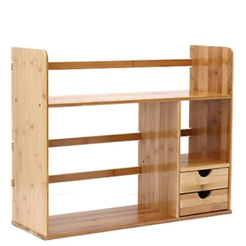 

48*46*19.5CM Bamboo Bookcase Desktop Bookshelf Book Storage Rack With Drawer