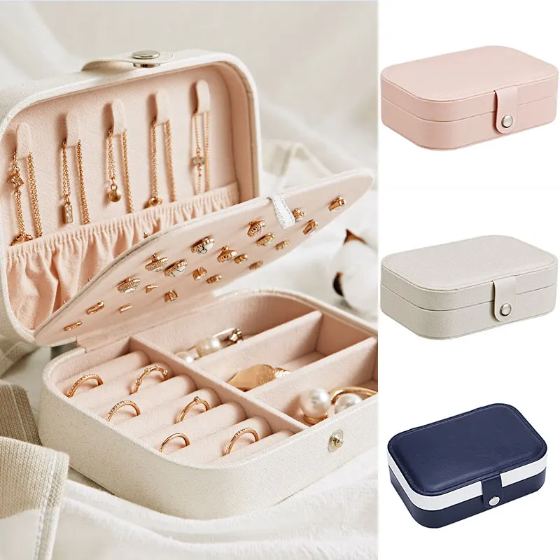 

Multi-function Earrings Portable Simple Solid Color Travel Boxes Jewelry Ornaments Ring Storage Case Jewellery Box Organizer