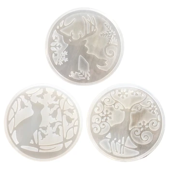 

Cat Christmas Elk Pendant Crystal Epoxy Resin Molds Ornament Silicone Mould DIY Crafts Decorations Jewelry Making Tool