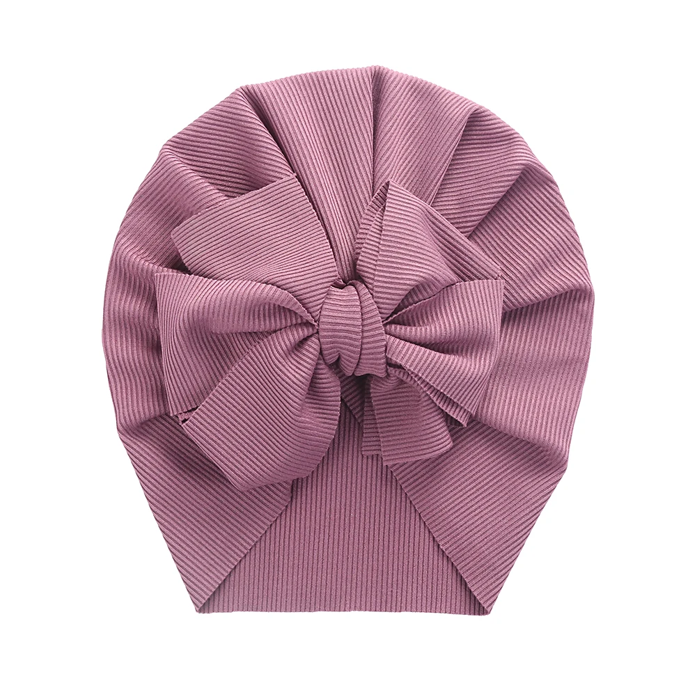 Solid Ribbed Bunny Knot Turban Hats for Baby Boys Girls Beanies Striped Thin Elastic Caps Bonnet Newborn Toddler 0-4T Headwraps baby accessories