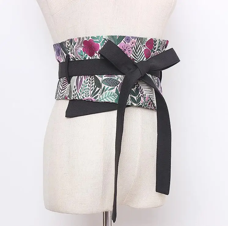 Women's runway fashion flower jacquard fabric Cummerbunds female vintage Dress Corsets Waistband Belts decoration wide belt 2176