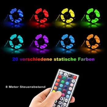 

Flexible LED Strip Light 10 Meters LED 5050 RGB Colorful Soft Strip Lights With 44-key Remote Control Set 12V 5M 10M Waterproof