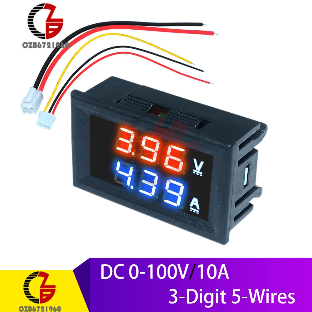 5 Wire Red-Blue Высокая точность постоянного тока 100 в 10 А цифровой автомобильный Вольтметр Амперметр индикатор напряжения мотоцикла Тестер измеритель тока Замена USB Тестер 12 В - Цвет: 5 Wire Red-Blue