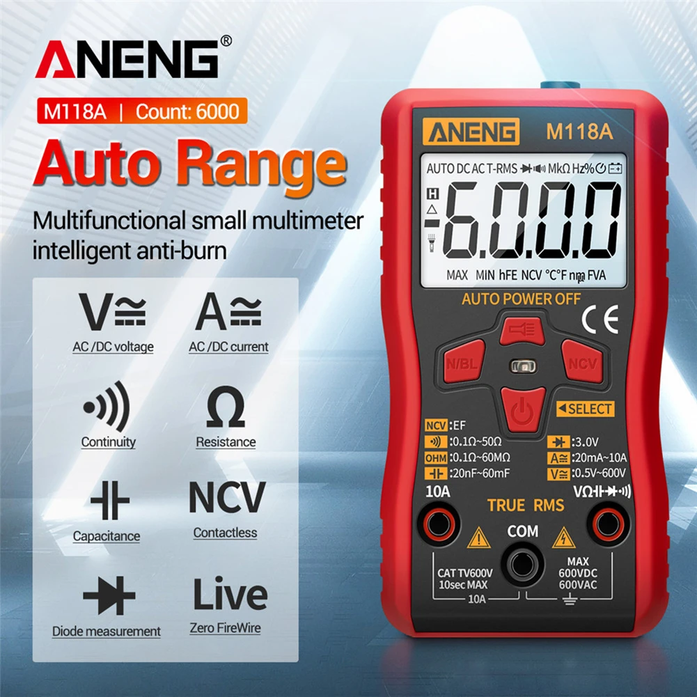 ANENG M118A Digital Multimeter AC//DC Spannungs Tester NCV Measuring 6000 Counts