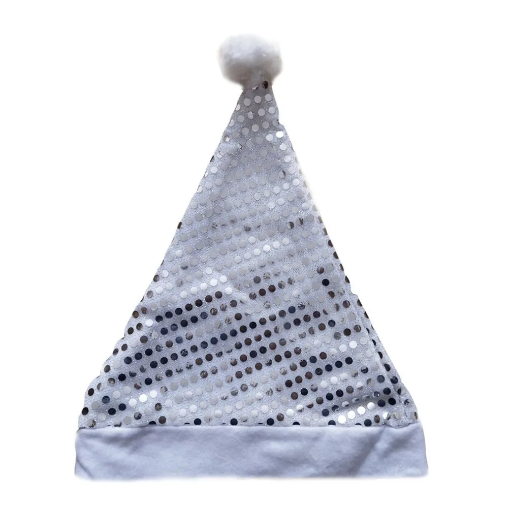 1pc Glitter Sequin Chirstma Hat Decor Santa Hat Men Women Unisex Xmas Fancy Dress Costume Party Supplies random color