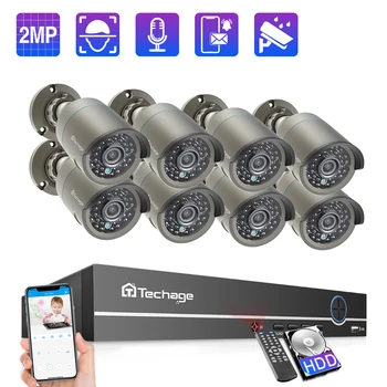 

Techage 8CH 1080P 48V POE NVR Camera System 2MP Audio POE IP Camera Outdoor P2P IR Cut CCTV Surveillance Home Security Video Set