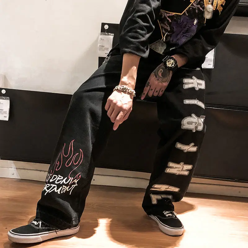 Мужские прямые повседневные джинсы Privathinker корейские с коллажем в стиле хип-хоп