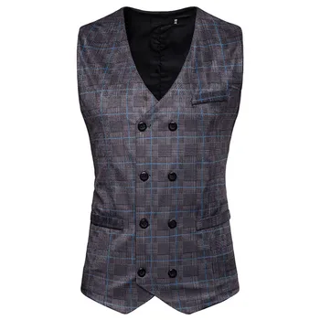 

Mens Slim Fit Double Breasted Suit Vest 2019 Autumn New Wedding Vest Waistcoat Men Party Prom Tuxedo Vests Male Chaleco Hombre