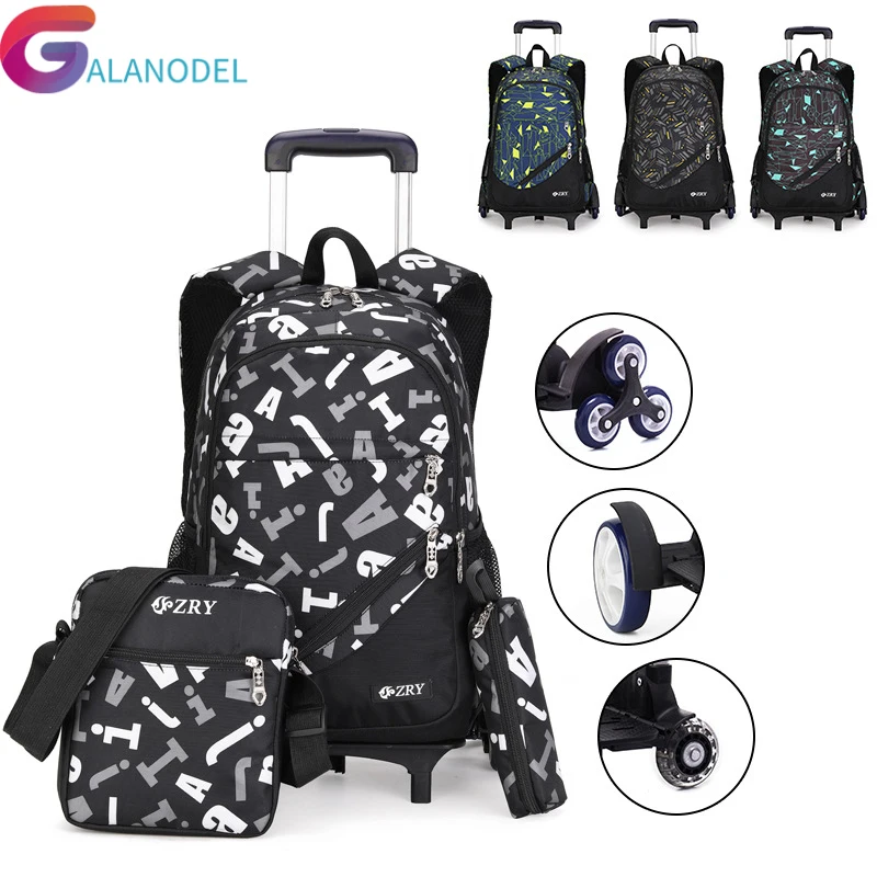 

Trolley Kids boys girls ZIRANYU Schoolbag Luggage Book Bags Backpack Latest Removable Children School Bags 2/6 Wheels 3pcs Suit