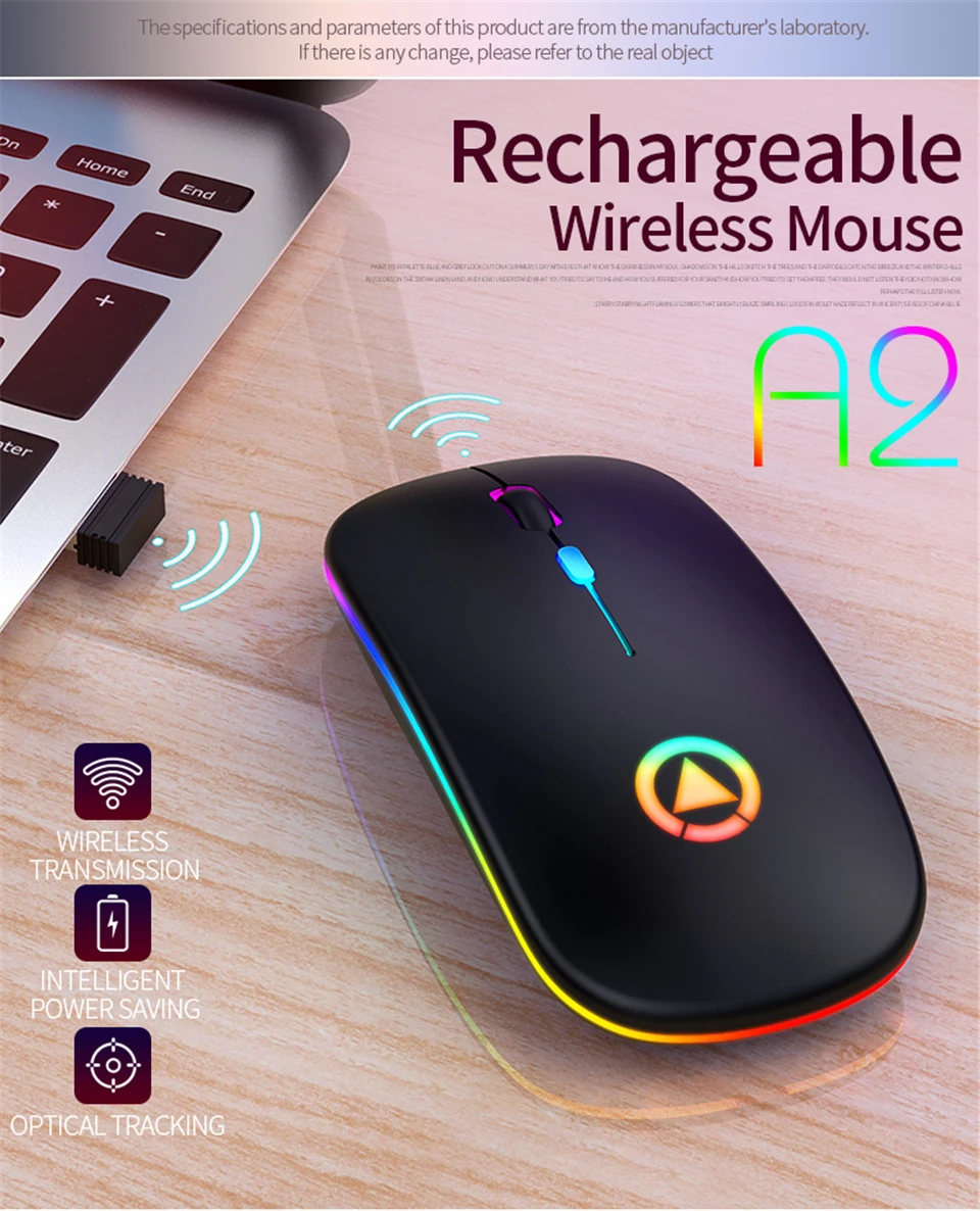 Мышь Компьютерная аккумуляторная Бесшумная со светодиодной подсветкой RGB |