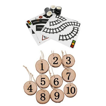 

1 Set Play Road Tape 3 Rolls 4.8Cmx5M Straight Curve Track Traffic Signs & 1 Set 1-10 Numbers Table Cards Place Holder