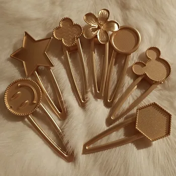

Kawaii Hair Pin with Bezel Uv Resin Jewelry Supplies Metal Beauty Styling Jewelry Making Make Your Own Hairpin Blanks Hair Clip