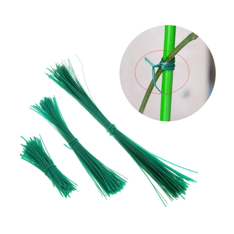 100 Pcs Garden Coated Twist Wire String Tie Plant Support Plastic Strap Cables E65B