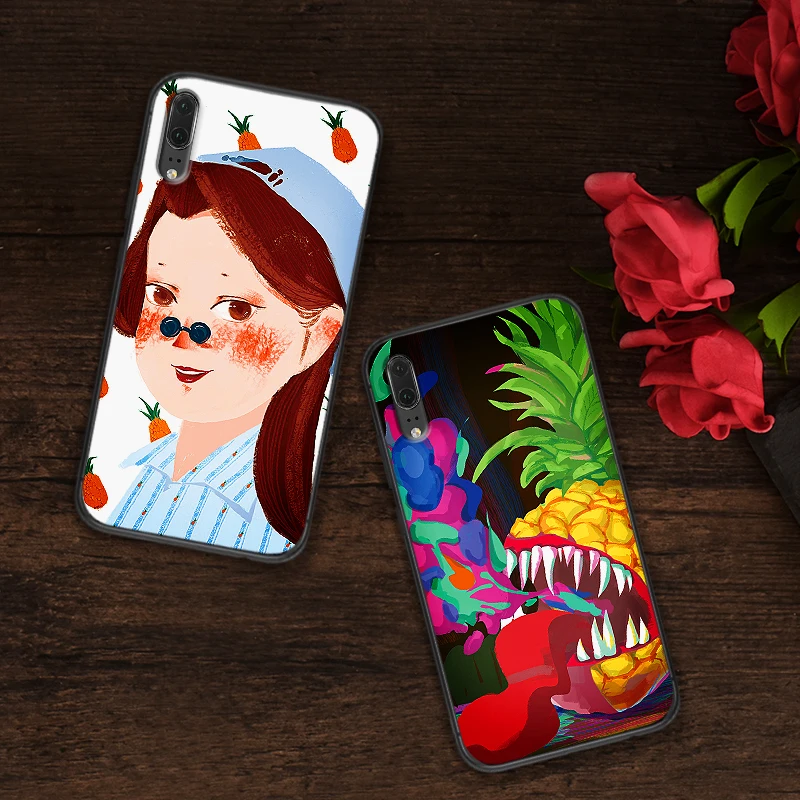 С рисунком ананаса для девочек Чехол мобильного телефона huawei honor 7C 5.99IN 7X 8X 8C