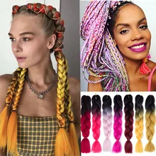 LUPU три/Два Тона цветные синтетические Омбре Джамбо плетение наращивание волос Высокая температура волокна крючком косы