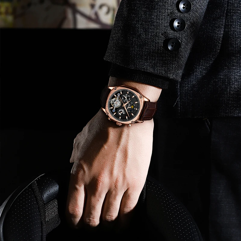 2022 new AILANG brand men's mechanical watch hollow waterproof automatic business men's stainless steel watch