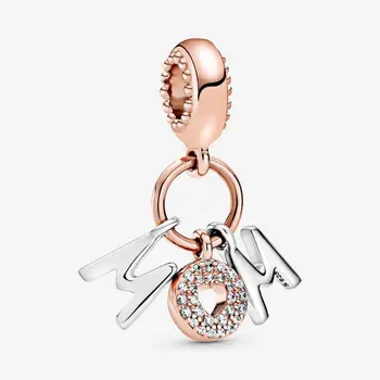 

Original 925 Sterling Silver Mom Letter Combination Rose Gold Pendant Fit Pandora Women Bracelet & Necklace Diy Jewelry