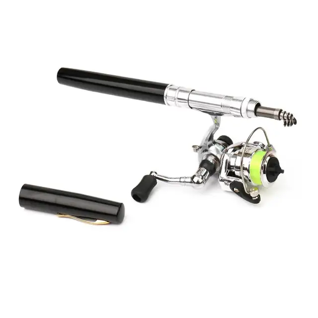 1.6m Outdoor Portable Pen Shape Telescopic Mini Fishing Pole Rod with Metal  Spinning Reel Wheel Winter Fishing Rod Tackle Set - AliExpress