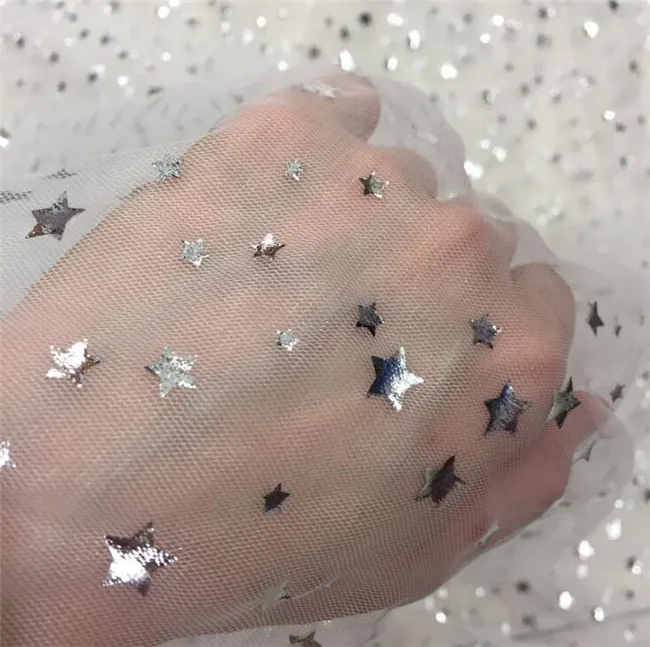 Сетчатая пряжа, ажурная сетка, бронзовая, горячая, серебряная, плотная, нестандартного размера, со звездами, детская одежда, сетчатая юбка, ткань