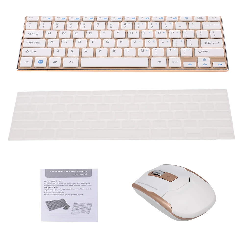 2.4G Mini Wireless Keyboard and Mouse Combo Alloy Panel Keyboard and Mouse Set for Windows Andriod Desktop PC