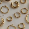 Gold Silver Color Stainless Steel Hoop Earrings for Women Small Simple Round Circle Huggies Ear Rings Steampunk Accessories 1