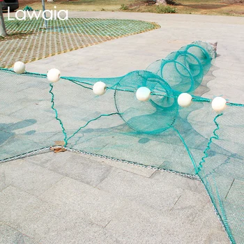 CHEAP PRICE ❤️ Lawaia Shrimp Cage Fishing Trap Net Trawl Fishing Cage Prawn Cage 3M Folding Net Cage with Iron Chain Floats Trap for Crabs - discount item 20% OFF Sports & Entertainment