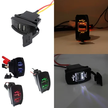 

12V 24V Car Auto Boat Accessory LED Dual USB Charger - Outlet white