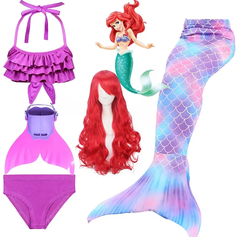 Kids-Girls-Mermaid-Tails-For-Swimming-Fin-Swimsuit-Bathing-Suit-Tail-Mermaid-Wig-for-Girls-Costume(1)