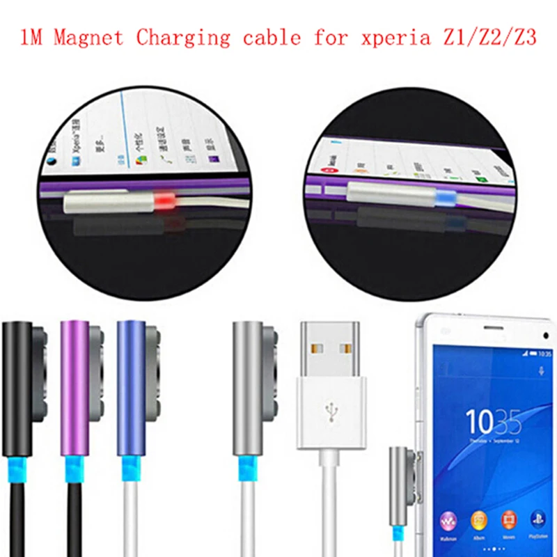 1 м USB магнитное зарядное устройство Магнитный зарядный кабель для Xperia Z3 Z2 Z1 Mini XL39