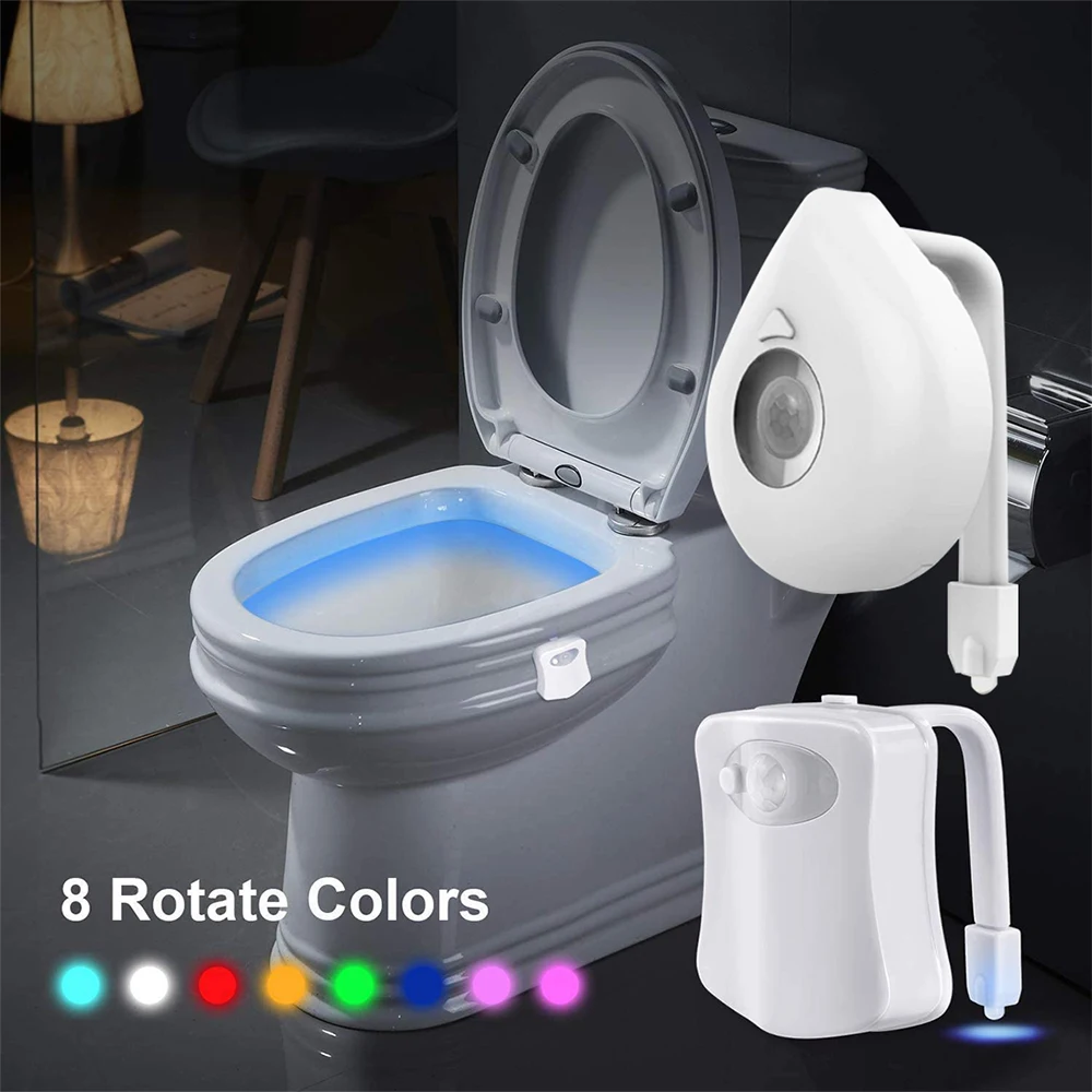 The Original Toilet Night Light - Toilet Lighting & Bathroom Night Light -  Motion Sensor Activated LED - Toilet Bowl Light - 9 Color Modes Including