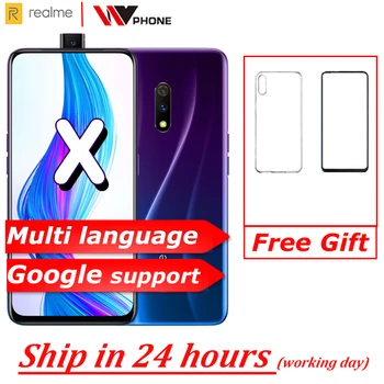 Перейти на Алиэкспресс и купить Мобильный телефон Realme x 4G LTE Snapdragon 710, четыре ядра, 6,53 дюймов, 4 ГБ, 64 ГБ, двойная камера заднего вида, 3765 мАч