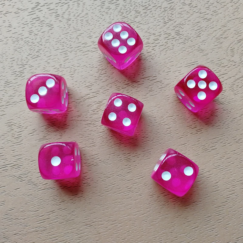 Rose Pink 10 шт./лот питьевые кости 14 мм акриловые Круглые Угловые кубики кубик для настольной игры вечерние игровые кубики Dados цифровые кубики данных куб - Цвет: Rose Pink