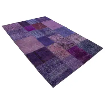

173x243 Cm Purple Handmade Patchwork Rug-6x8 Ft