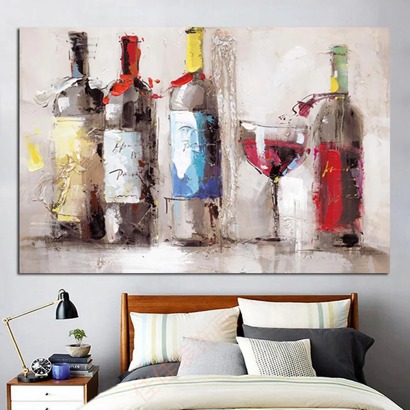 

OUCAG Red Wine And Cup Canvas Wall Art Posters Modern Still Life Painting Unframed On Canvas Painting Decoration For Home Office
