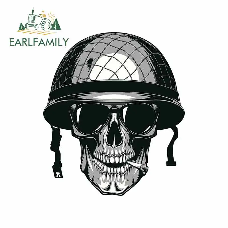 

EARLFAMILY 13cm x 11.2cm for Skull Military Cartoon Oem Car Stickers Vinyl JDM Bumper Trunk Truck Graphics DIY Fine Decal RV VAN