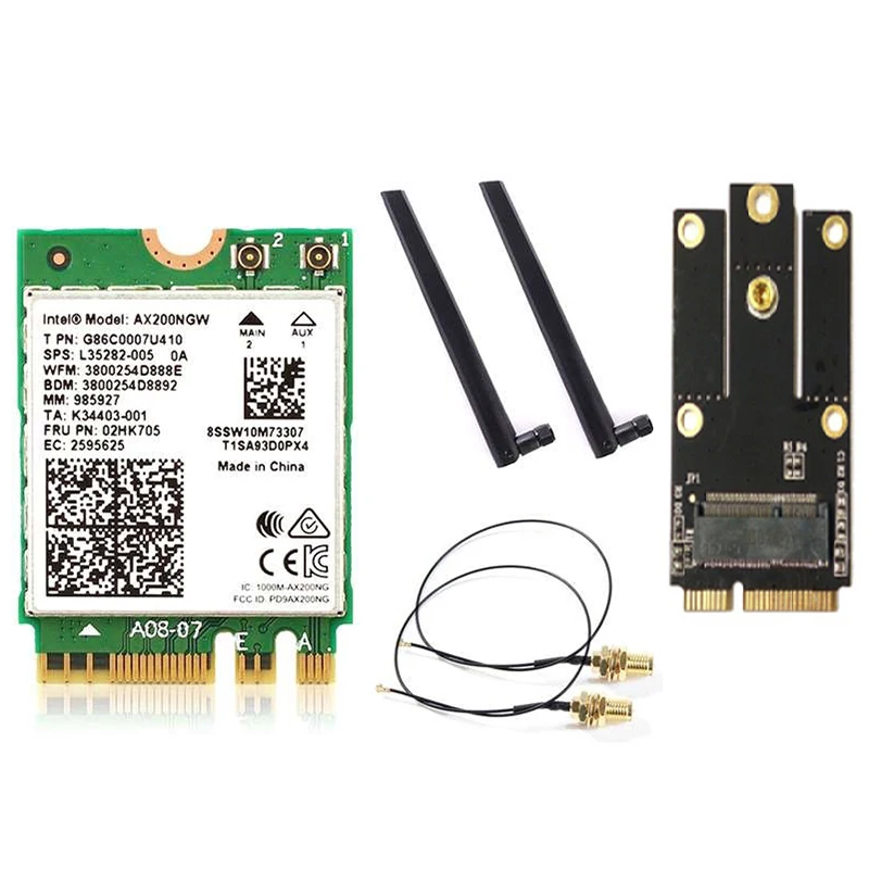 Двухдиапазонная 2400 Мбит/с Беспроводная AX200NGW NGFF M.2 Bluetooth 5,0 Wifi сетевая карта 2,4 г/5 г 802.11Ac/Ax для Intel AX200(с адаптером
