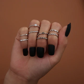 

Modyle Korean Ring Sets Rings For Women Simple Pop Jewelry Silver color Ring Fashion Rings 2020 Women Wholesale