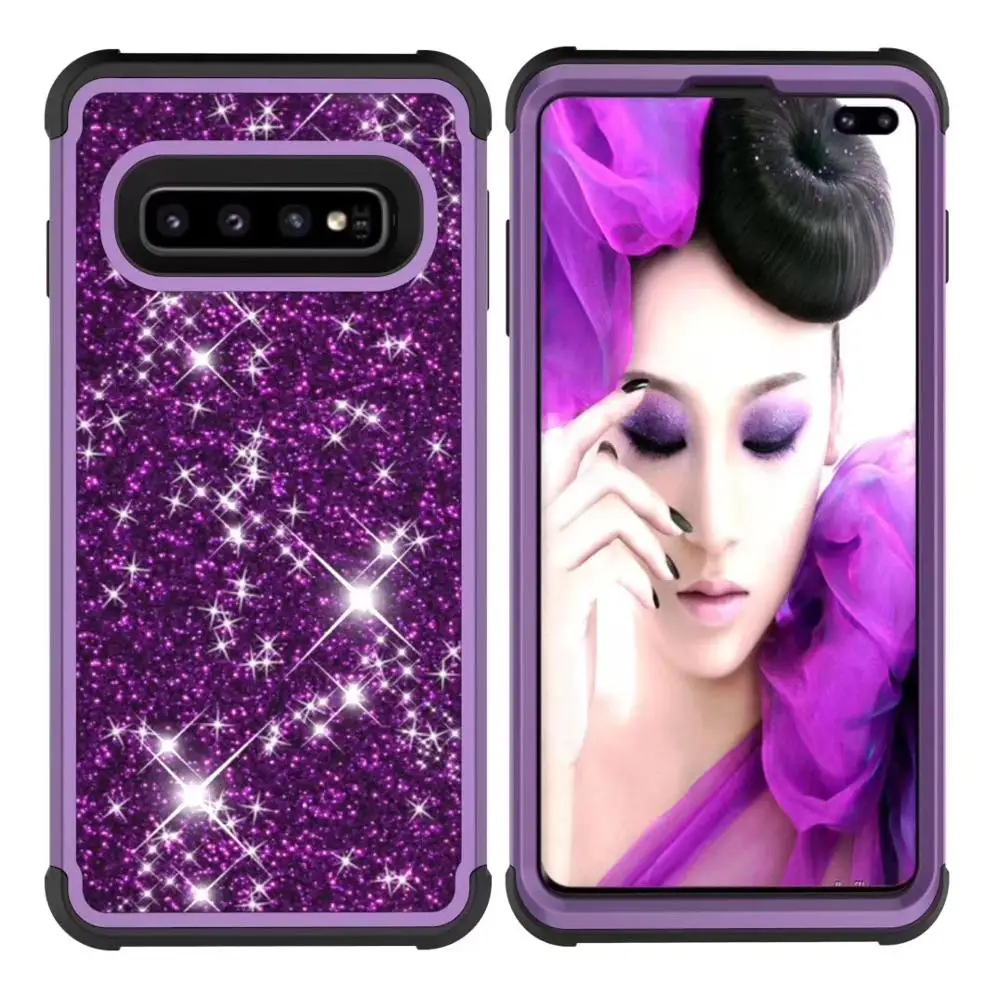 Модный защитный чехол сверкающий с блестками для iPhone 6S 6 7 8 Plus X Xr Xs Max Hybrid 3в1 TPU& PC Case